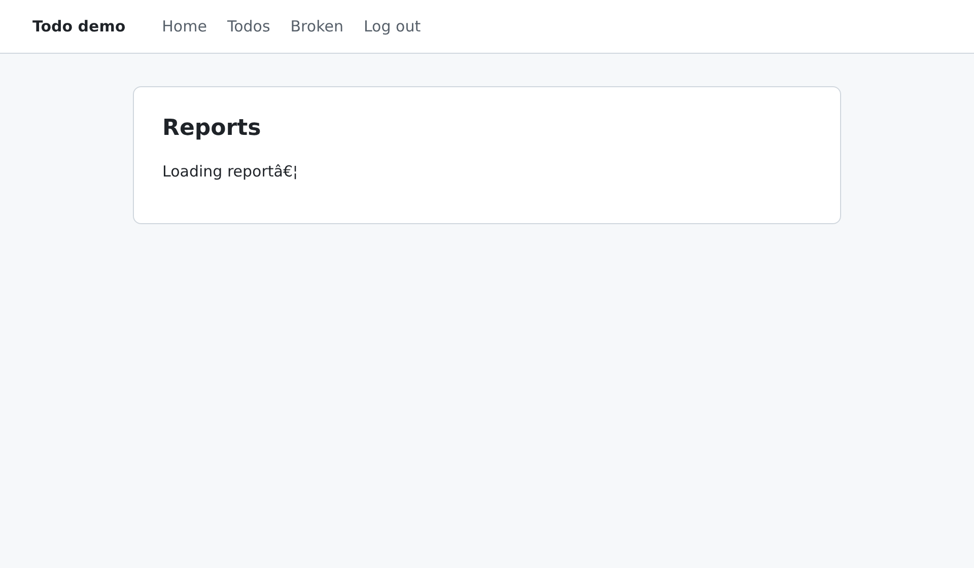 Reports page that looks fine but is still loading
